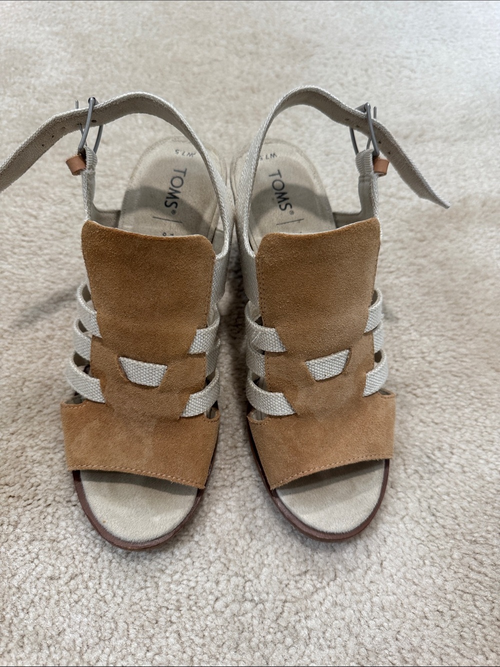 TOMS Tan Suede Strappy Slingback Sandals. Size 7.5M